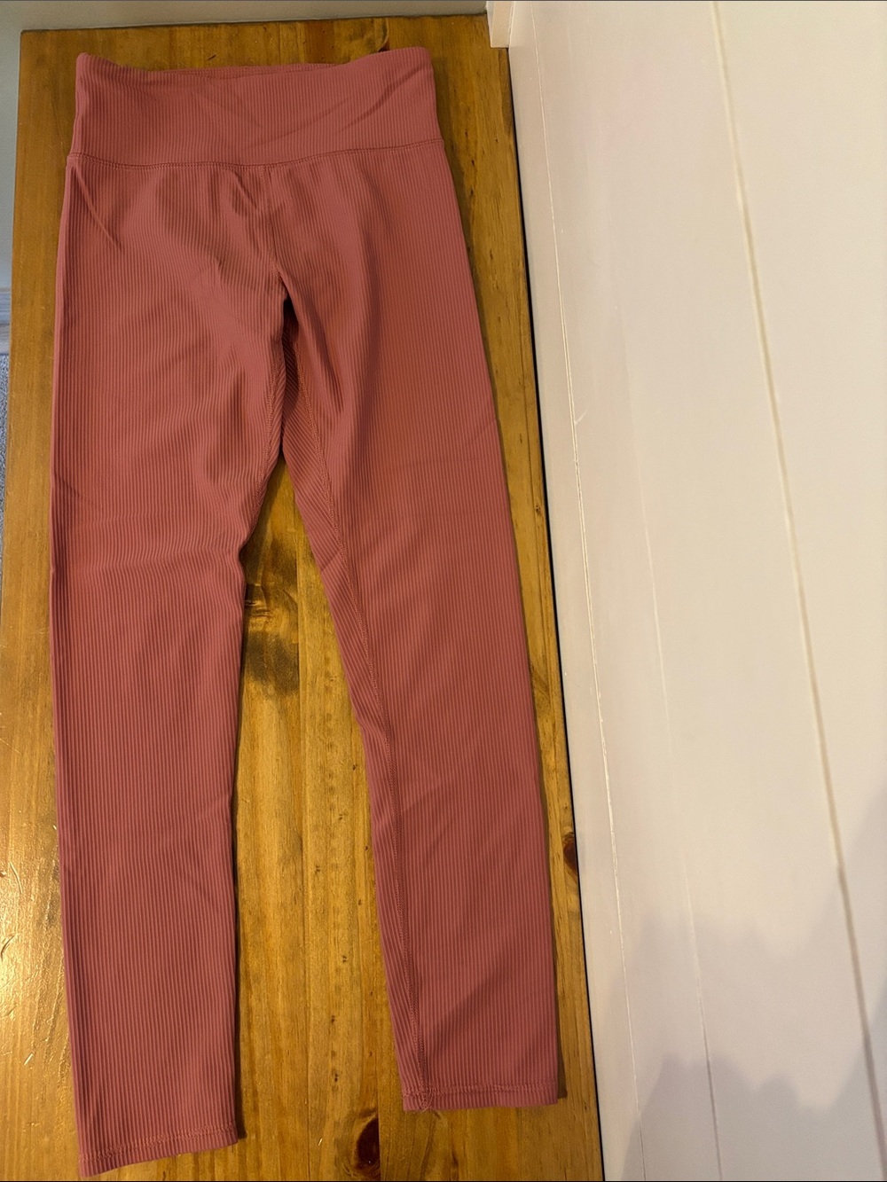 Girls' Ribbed High-Waist Leggings in Dusty Rose